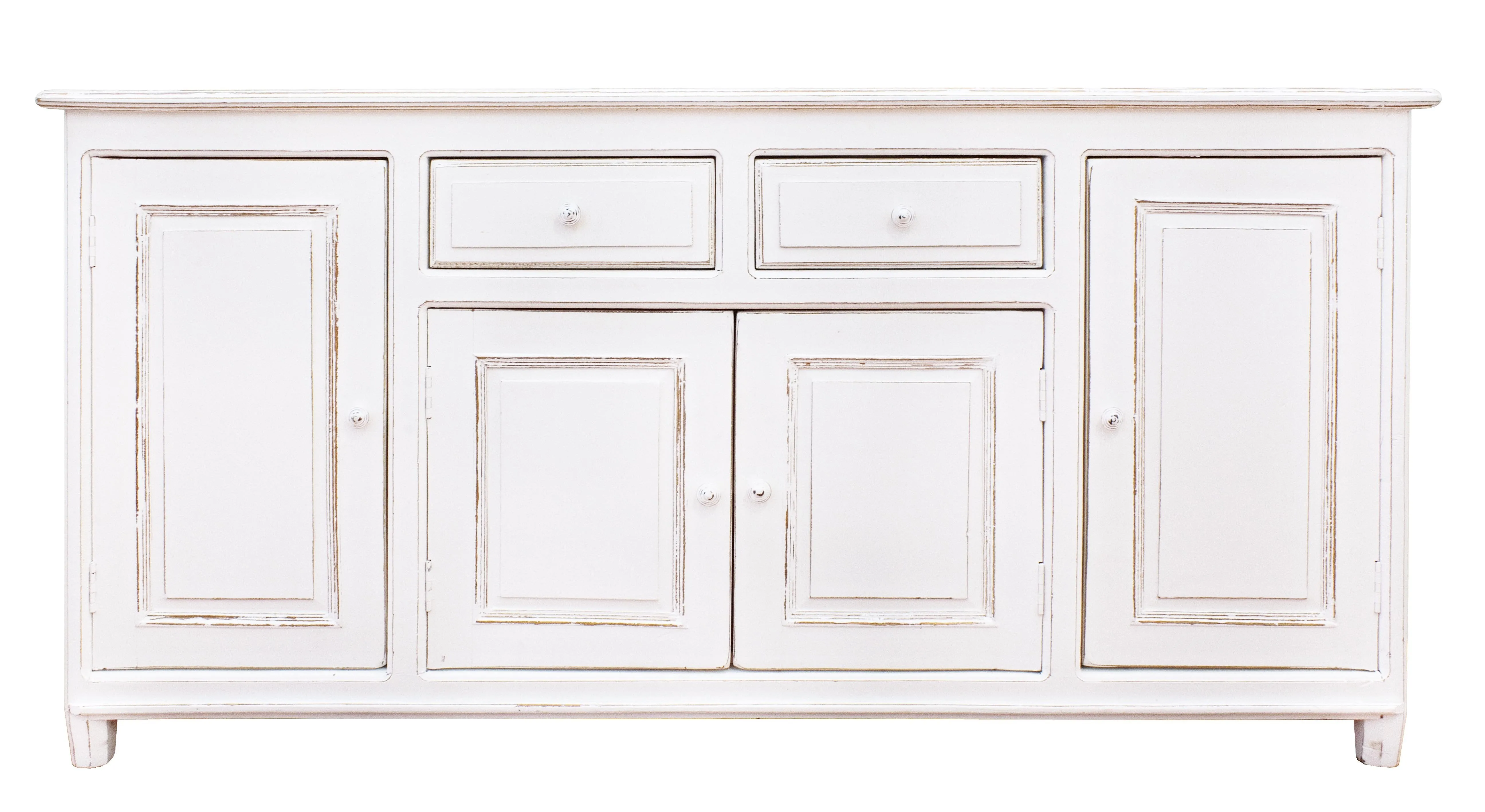 Credenza shabby chic in legno massiccio 4 ante e 2 cassetti