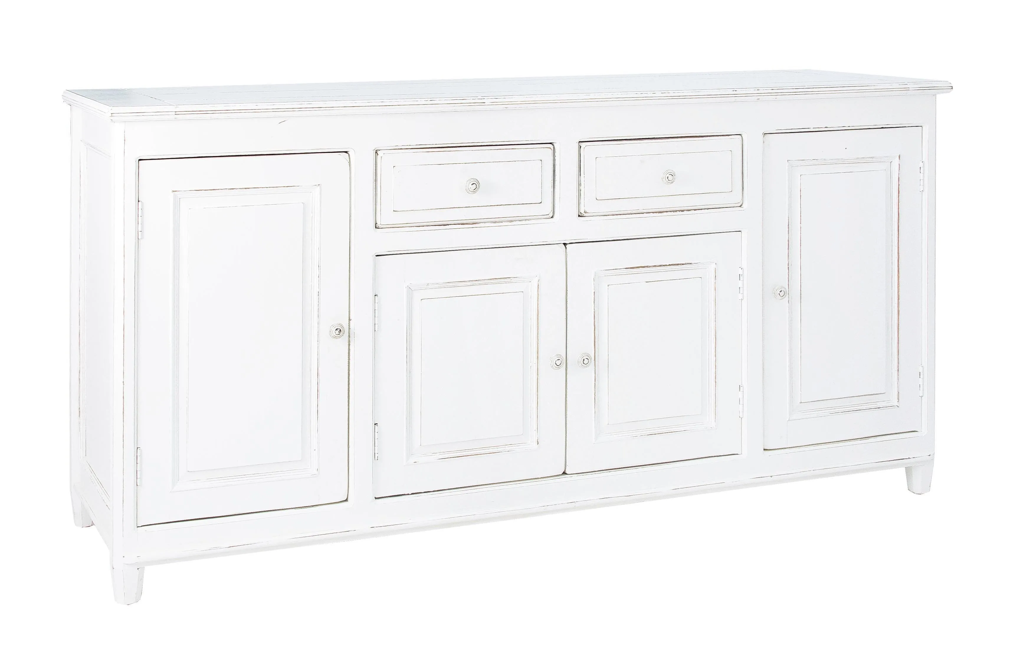Credenza shabby chic in legno massiccio 4 ante e 2 cassetti